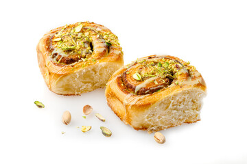 Pistachio Rolls isolated two pieces fresh