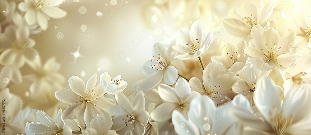 Poster white flowers create an abstract spring backdrop perfect for an easter themed copy space image