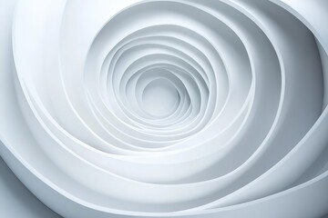 Abstract white spiral tunnel background.