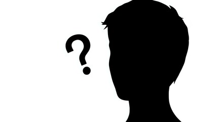 Question Mark Above Face Silhouette on White Background