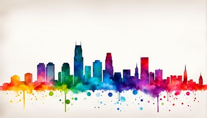 Fototapeta premium city skyline in watercolor