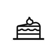 Cake Slice in Vector Style, Black and White, Bakery Icon