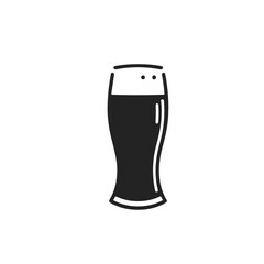 Silhouette Beer Mug Icon, Black and White, Classic Pub Glass Design