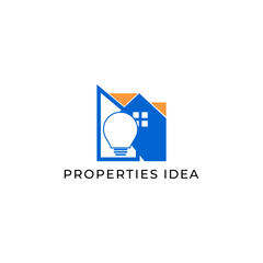 ILLUSTRATION HOME IDEA. RESIDENTIAL BUILDING SIMPLE MINIMALIST GEOMETRIC LOGO ICON BLUE ORANGE COLOR DESIGN VECTOR. GOOD FOR REAL ESTATE, PROPERTY INSDUSTRY