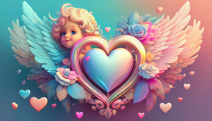 キューピットとハート