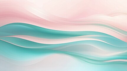Fototapeta premium Soft Pastel Waves in Pink and Teal with Flowing Lines for a Tranquil and Dreamy Abstract Background