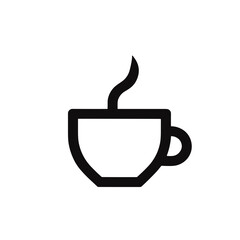 Steaming Cup Icon, Black Outline, Vector SVG