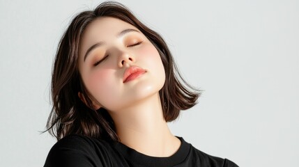 Fototapeta premium Positive Emotion in Asian Woman with Light Skin Tone