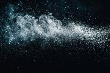 Obraz premium abstract background with white smoke and dust particles on a black background