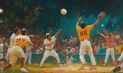 Baseball Players Celebrate Victory, Thrilled Fans Rejoice with Excitement