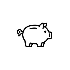 Piggy Bank Icon in Black Vector