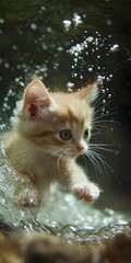 cat in the water