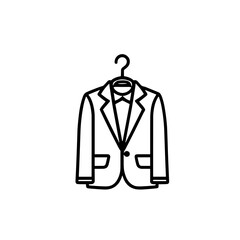 Suit on Hanger Vector, Black and White, Formal Wear Representation