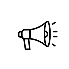 Megaphone Outline Icon, Black and White, Communication Device