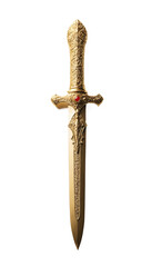 A gold dagger with a red stone on it.isolated on transparent or white background