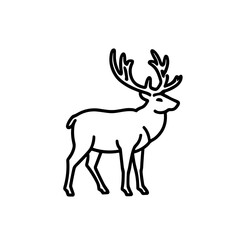 Obraz premium Standing Deer Vector Illustration in Monochrome
