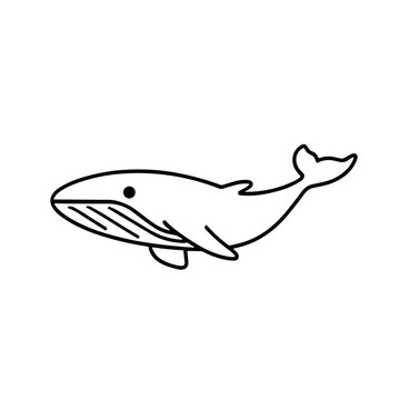 Whale Icon, Simplified Black Outline, Ocean Majesty Symbol