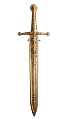 A gold dagger with a lion head on it.isolated on transparent or white background