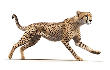 Obraz premium Cheetah or leopard on a white background, showing the beauty of these fast-moving big cats in the wild.