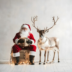 Joyful Christmas and New Year Collection: Santa, Festive Animals, Whimsical Decorations, Cozy Holiday Scenes, and Playful Winter Elements on White Background