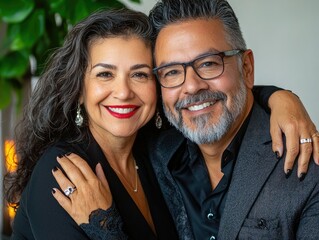 Happy Middle-Aged Latino Couple Smiling Together