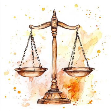 recommend clip art: watercolor clipart of scales of justice in court with splashes on white background