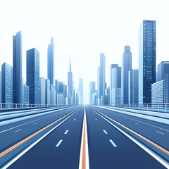 Fototapeta premium A simple, flat vector illustration of the cityscape, featuring skyscrapers and street lights