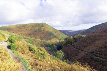 Obraz premium Carding Mill Valley and Long Mynd, in Shropshire, England.