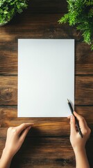A professional blank certificate mockup sits on a wooden desk in a welcoming home office setting