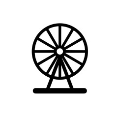 Ferris Wheel Icon in Black Line Style, Amusement Attraction