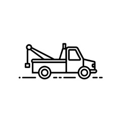 Naklejka premium Tow Truck Icon, Black Line Art, Roadside Assistance and Transportation