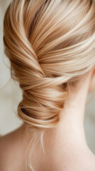 Naklejka premium Blonde woman with elegant hairstyle showing healthy hair