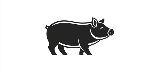 Fototapeta premium Minimalist pig glyph icon, symbolizing simple livestock farming.