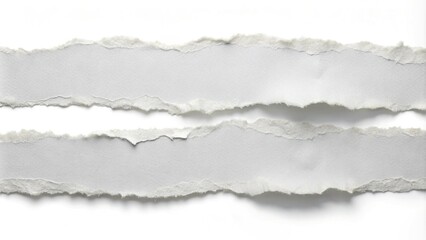White ripped paper strips isolated on white background from above