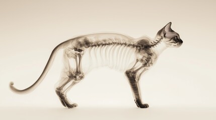 Fototapeta premium Full Body X-Ray of a Cat in Profile View