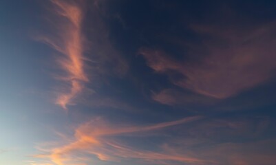 Colorful pink sunset with high clouds (cirrus). Ideal for wallpapers
