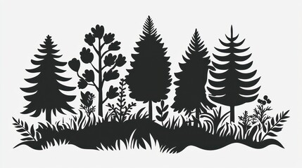 Obraz premium Minimalist icon of a woodland area, emphasizing eco-friendly conservation.