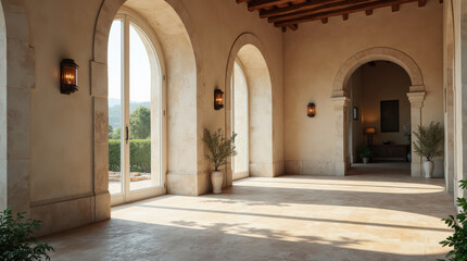 Luxury Minimalist Interior with Natural Light: Modern Tuscan Villa Design for Art Mockup and Interior Inspiration