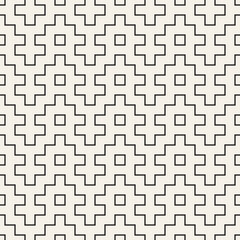 Sashiko-inspired geometric black and white seamless vector pattern. Stylish monochrome background design in Japanese style.