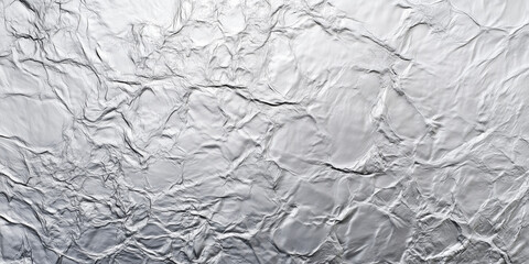 Crumpled silver aluminum paper foil as abstract decorative texture background