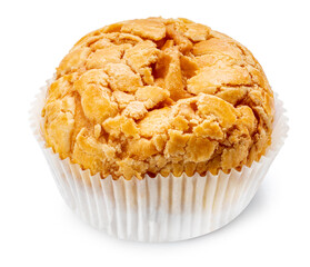 Soboro bread, or Soboro ppang Korean streusel bread on white background, Soboro bun Korean bakeries isolate on white with clippping path.