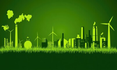 Sustainable City:  Green Technology and Buildings with Wind Power