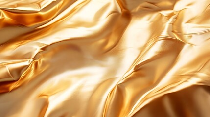  Luxurious Golden Silk Fabric with Elegant Folds and Texture