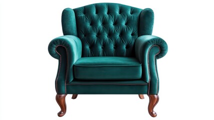 Elegant vintage armchair with plush upholstery, embodying classic style and timeless comfort.
