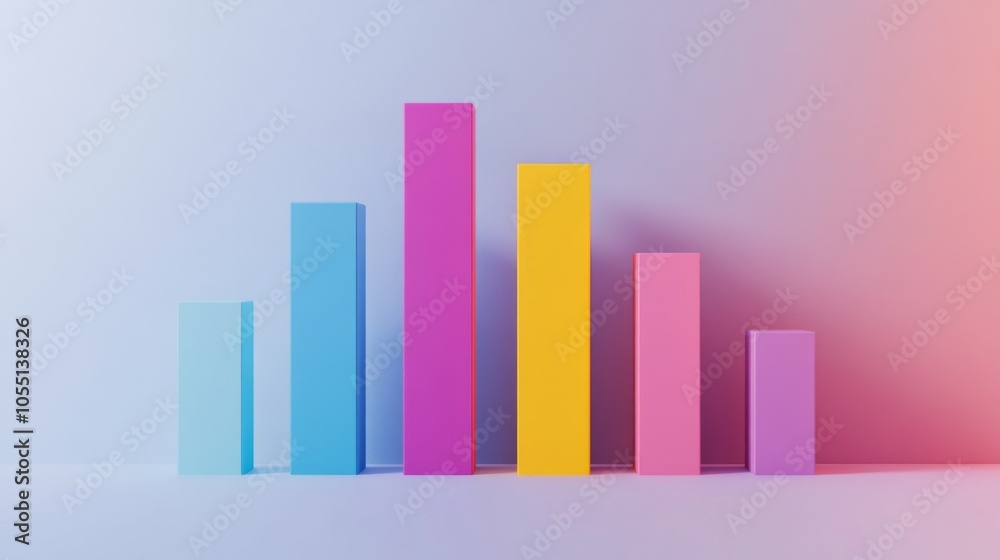 Poster colorful bar graph on minimalist background