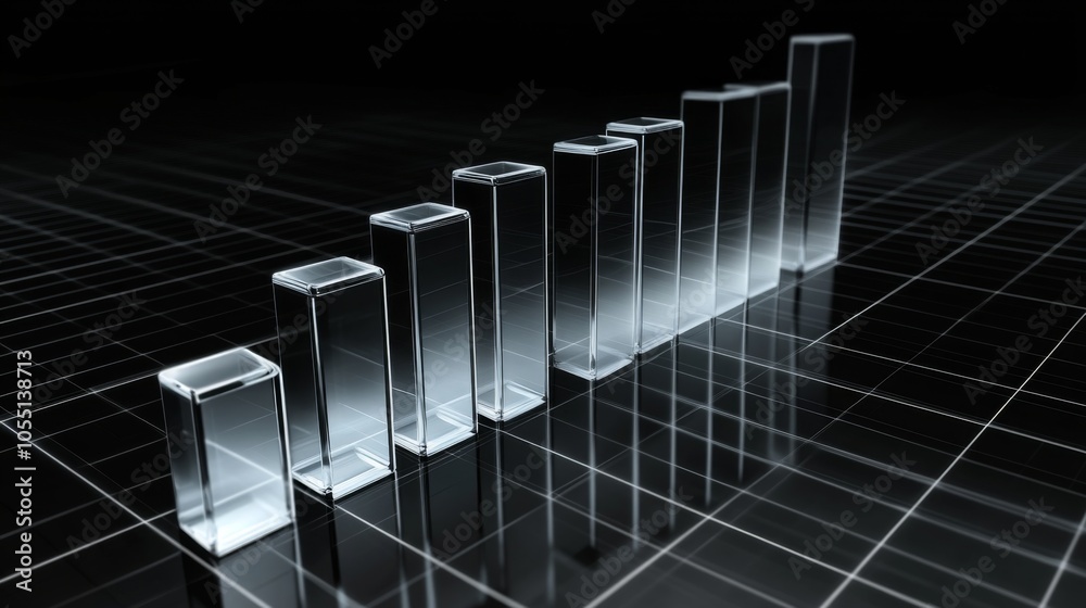 Poster glass bar graph on dark background