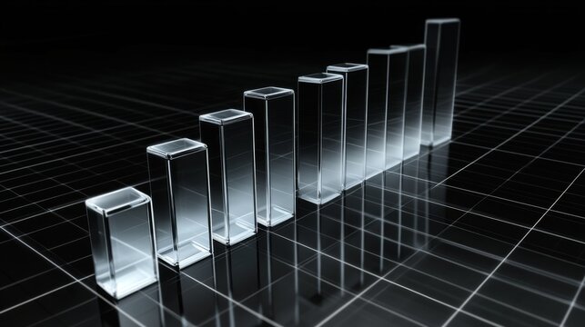 Glass Bar Graph on Dark Background