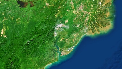 4K Nusantara New Capital City Map Of Indonesia, High Resolution Satellite View With No Border, Widescreen 4K Resolution