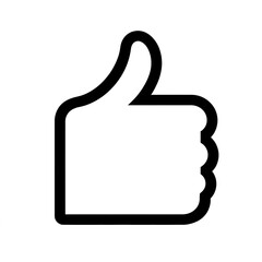 Thumb up line vector icon isolated on transparent background. Outline Like sign png