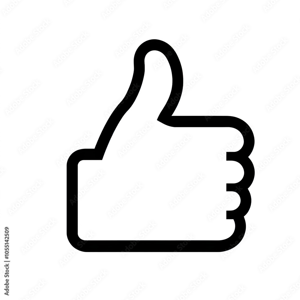 Poster Thumb up line vector icon isolated on transparent background. Outline Like sign png